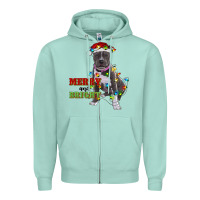 Seafoam merry and bright pitbull Zipper Hoodie - RanaPortraitStore