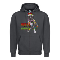 Smoke merry and bright pitbull Zipper Hoodie - RanaPortraitStore