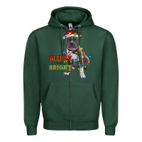 Sports Green merry and bright pitbull Zipper Hoodie - RanaPortraitStore