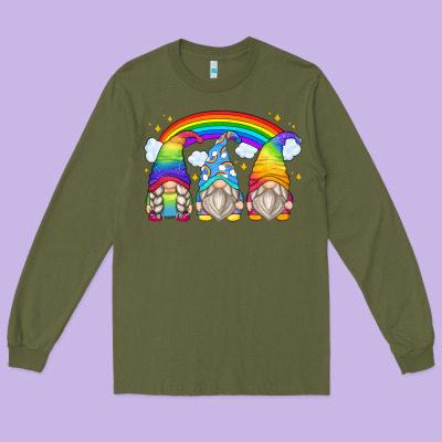 Long Sleeve Tee rainbow gnomes