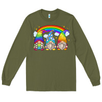 Army Green rainbow gnomes Long Sleeve Tee - Zillion Design Studio