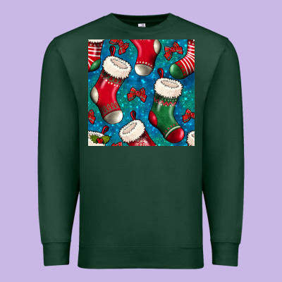 Christmas Socks Seamless Pattern Premium Sweatshirt Designed By Bundleandbundleshop