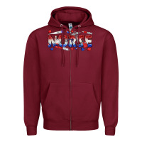 Burgundy american nurse Zipper Hoodie - texasbilliewilder