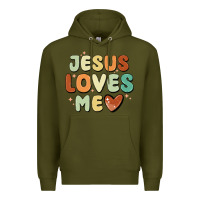 Army Green jesus loves me Premium Hoodie - MaliasSmallBusiness