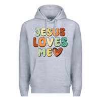 Heather Grey jesus loves me Premium Hoodie - MaliasSmallBusiness
