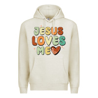 Oatmeal Heather jesus loves me Premium Hoodie - MaliasSmallBusiness
