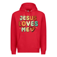 Red jesus loves me Premium Hoodie - MaliasSmallBusiness