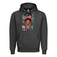 Charcoal Heather afro messy bun nurse life Zipper Hoodie - texasbilliewilder
