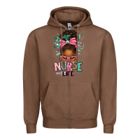 Chestnut afro messy bun nurse life Zipper Hoodie - texasbilliewilder