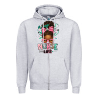 Heather Grey afro messy bun nurse life Zipper Hoodie - texasbilliewilder