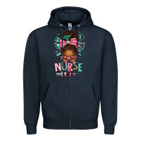 Navy afro messy bun nurse life Zipper Hoodie - texasbilliewilder