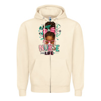 Sandshell afro messy bun nurse life Zipper Hoodie - texasbilliewilder