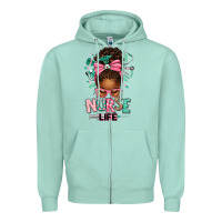 Seafoam afro messy bun nurse life Zipper Hoodie - texasbilliewilder