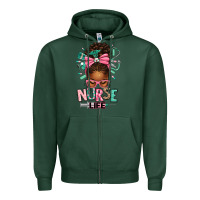 Sports Green afro messy bun nurse life Zipper Hoodie - texasbilliewilder