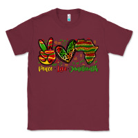 Burgundy peace love juneteenth Classic Tee - Zillion Design Studio