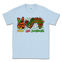 Dusty Blue peace love juneteenth Classic Tee - Zillion Design Studio