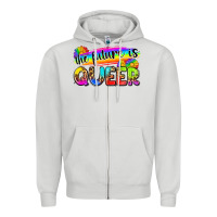 Dove Grey the future is queer Zipper Hoodie - Zillion Design Studio