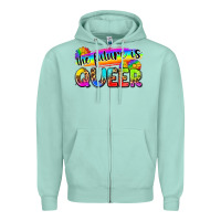 Seafoam the future is queer Zipper Hoodie - Zillion Design Studio