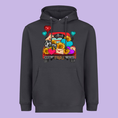 Western Truck With Heart Heavyweight Hoodie Designed By Hra Design Shop