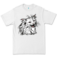 White Drawing Cat Premium Tee - RacoonDesign