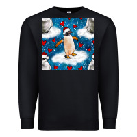 Black christmas penguin and heart seamless pattern Premium Sweatshirt - BundleAndBundleShop