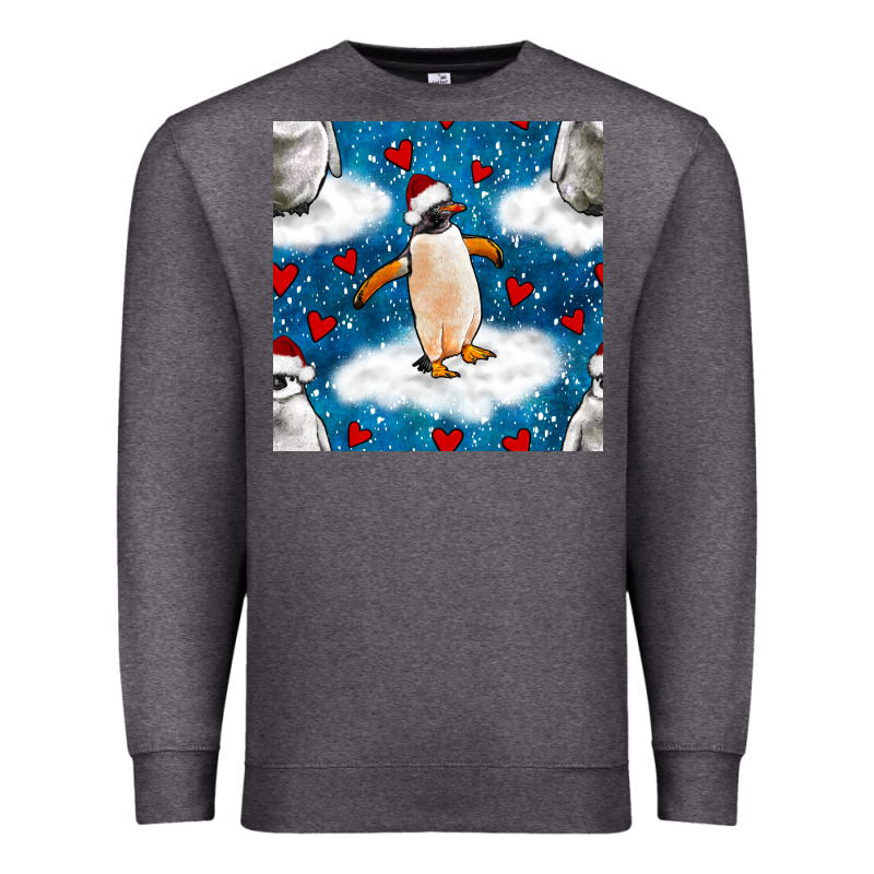 Christmas Penguin And Heart Seamless Pattern Premium Sweatshirt by BundleAndBundleShop | Teevron