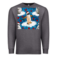 Charcoal Heather christmas penguin and heart seamless pattern Premium Sweatshirt - BundleAndBundleShop