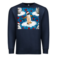 Navy christmas penguin and heart seamless pattern Premium Sweatshirt - BundleAndBundleShop