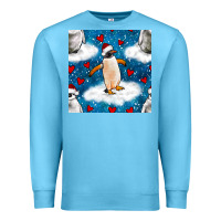 Ocean Blue christmas penguin and heart seamless pattern Premium Sweatshirt - BundleAndBundleShop
