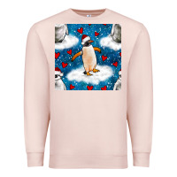 Pale Pink christmas penguin and heart seamless pattern Premium Sweatshirt - BundleAndBundleShop