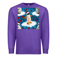 Purple christmas penguin and heart seamless pattern Premium Sweatshirt - BundleAndBundleShop