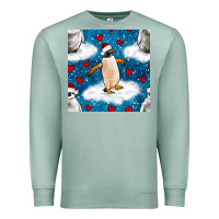 Seafoam christmas penguin and heart seamless pattern Premium Sweatshirt - BundleAndBundleShop