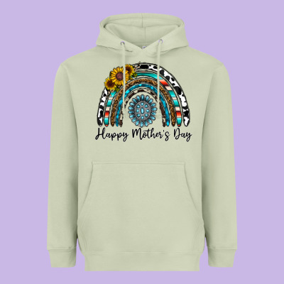Happy Mother's Day Rainbow Heavyweight Hoodie Designed By Cowhidedigitalart