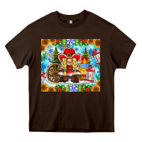 Chocolate Brown Christmas cowboy gnome Heavy Core Tee - CowhideDigitalArt
