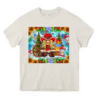 Cream Christmas cowboy gnome Heavy Core Tee - CowhideDigitalArt