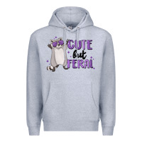 Heather Grey cute but feral Premium Hoodie - MaliasSmallBusiness