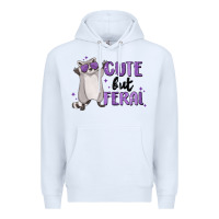 White cute but feral Premium Hoodie - MaliasSmallBusiness