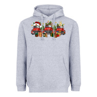 Heather Grey christmas trucks Heavyweight Hoodie - FaDigitalArtStudio