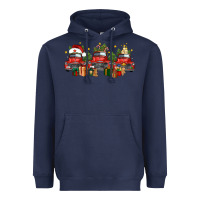 Navy christmas trucks Heavyweight Hoodie - FaDigitalArtStudio