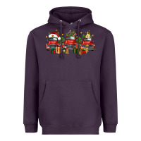 Plum christmas trucks Heavyweight Hoodie - FaDigitalArtStudio