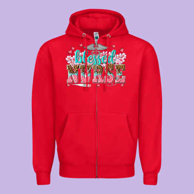 Blessed Nurse Zipper Hoodie Designed By Texasbilliewilder