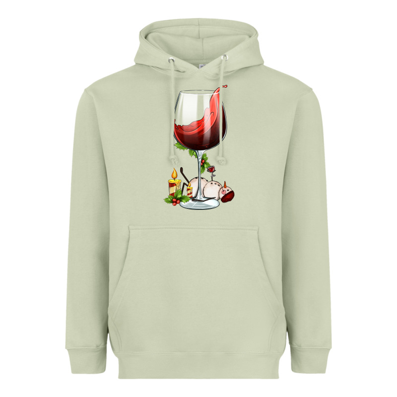 Christmas Wine Glass Heavyweight Hoodie by FaDigitalArtStudio | Teevron