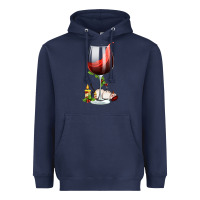 Navy christmas wine glass Heavyweight Hoodie - FaDigitalArtStudio