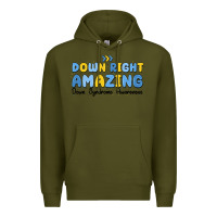 Army Green down right amazing down syndrome awareness Premium Hoodie - MaliasSmallBusiness