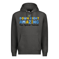 Charcoal Heather down right amazing down syndrome awareness Premium Hoodie - MaliasSmallBusiness