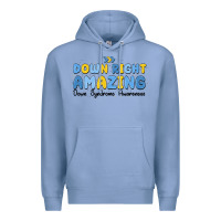 Colony Blue down right amazing down syndrome awareness Premium Hoodie - MaliasSmallBusiness