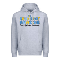 Heather Grey down right amazing down syndrome awareness Premium Hoodie - MaliasSmallBusiness