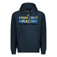 Navy down right amazing down syndrome awareness Premium Hoodie - MaliasSmallBusiness