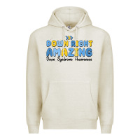 Oatmeal Heather down right amazing down syndrome awareness Premium Hoodie - MaliasSmallBusiness