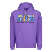 Purple down right amazing down syndrome awareness Premium Hoodie - MaliasSmallBusiness